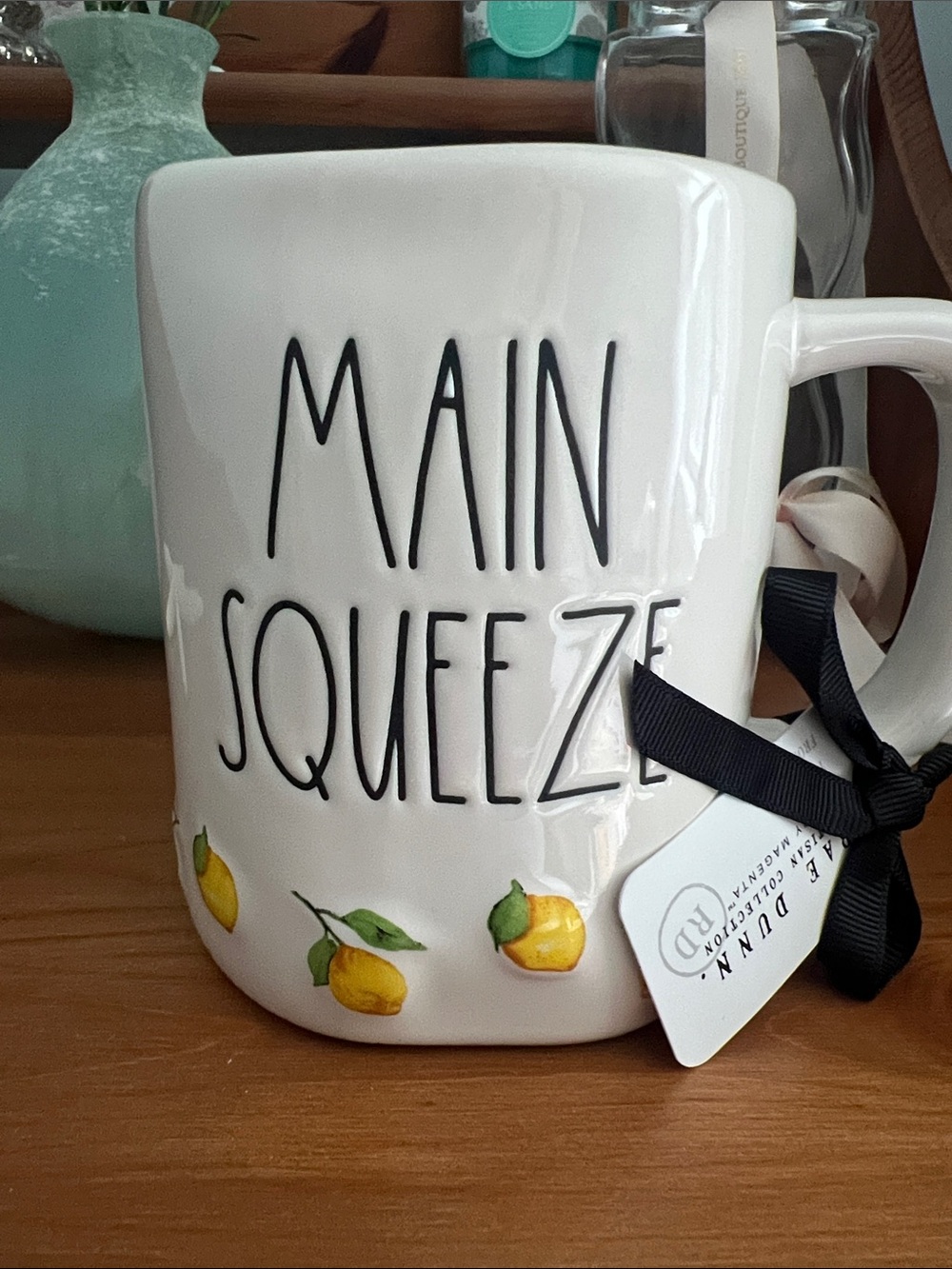 Rae Dunn White Mug with Lemon Design - MAIN SQUEEZE